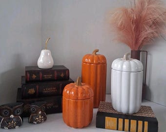 Juego de botes estriados con forma de calabaza de otoño de 10 Strawberry Street - Colección Artesanal