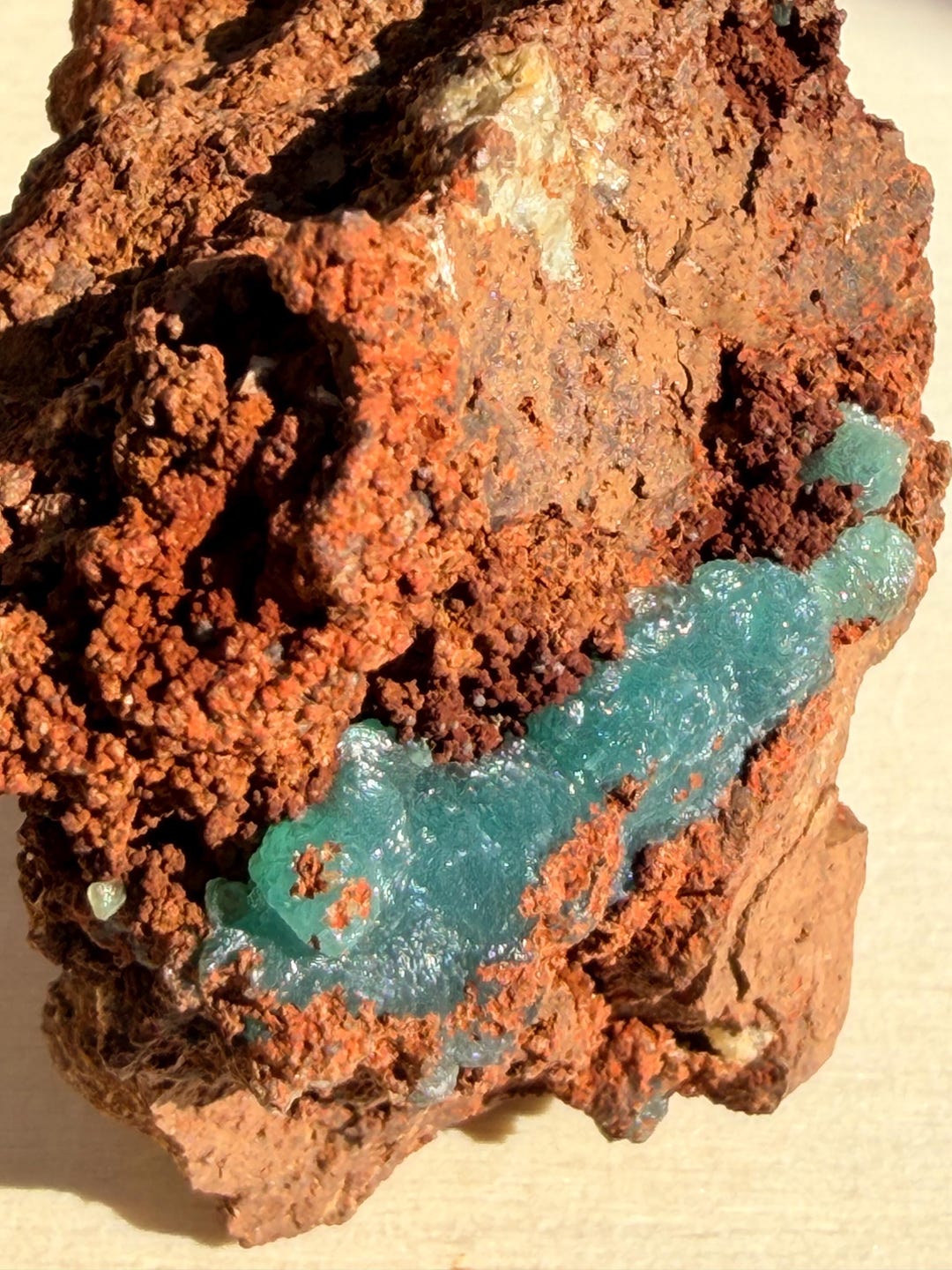 Cuprian Adamite Mineral Specimen - Blue-green Crystals on Limonite ...