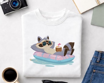Relaxed Raccoon Pool Float PNG Digital Download