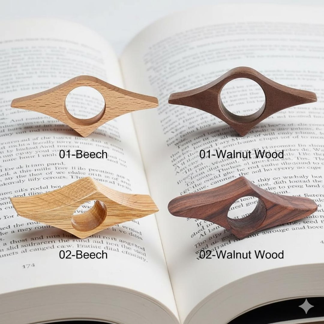 Wooden Thumb Book Page Holder Handmade Walnut & Beech Book Spreader ...
