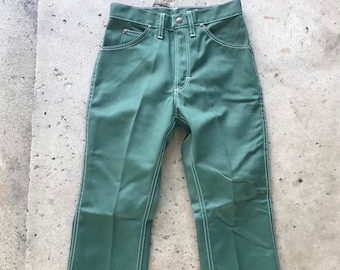 Vtg 70s Super Denim Green Pants / Bells