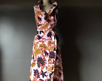 Vtg 60s Jamaican Hand Screened Print Dress / Jamaica Fashion Guild