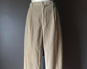 Vtg 90s IZOD Corduroy Pants / Wide Wale Cord Trousers / Size 36