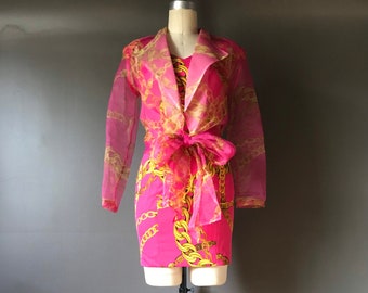 Vtg 80s 90s Novespazio Noboru Yamafuji Dress Set / Hot Pink Mini