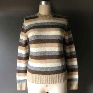 Vtg Braemar Earth Tone Striped Sweater / Scottish Shetland Wool image 5