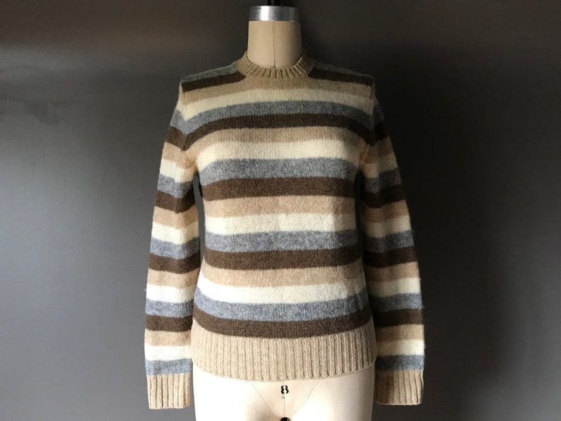 Vtg Braemar Earth Tone Striped Sweater / Scottish Shetland Wool image 5