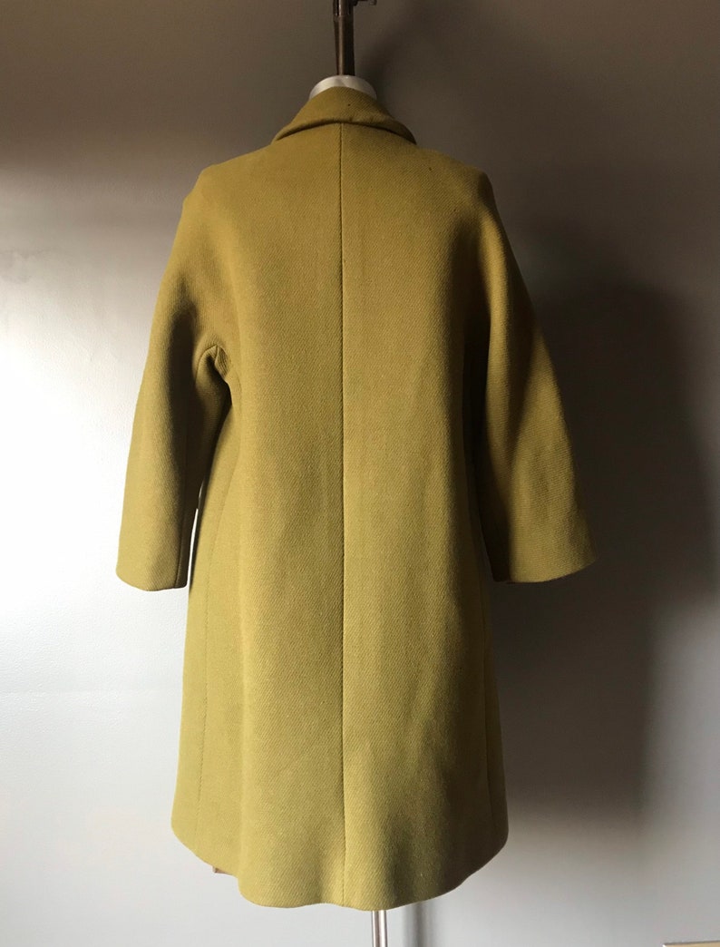 Vtg 60s Mod Olive Wool Coat image 6