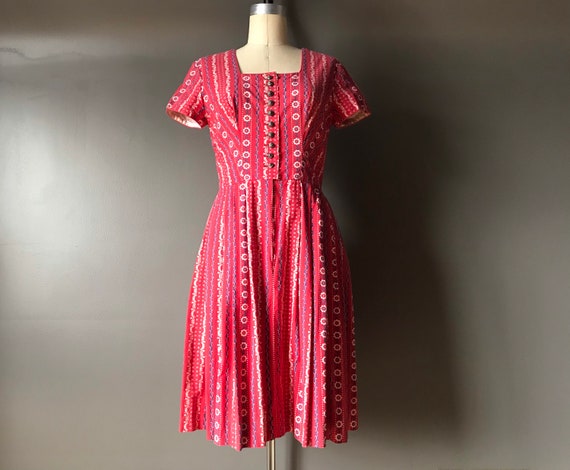 Vtg 50s 60s Dirndl Dress - image 1