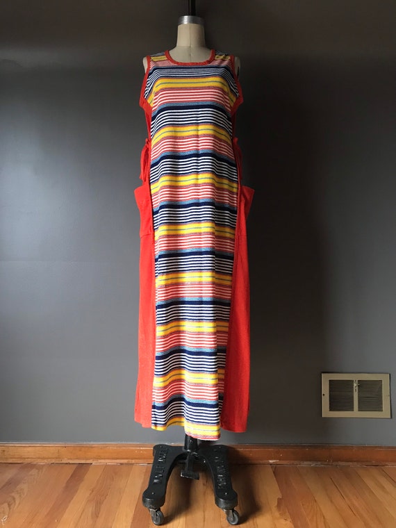 Vtg 70s Terry Cloth Sleeveless Dress - image 6