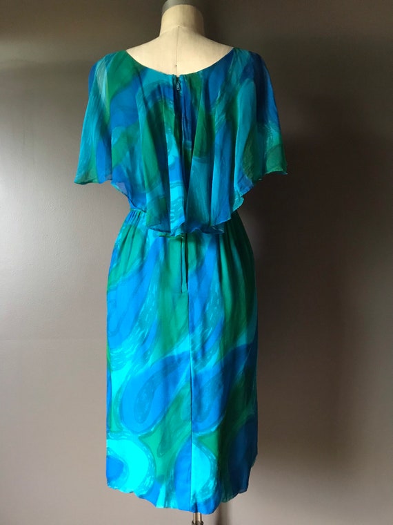 Vtg 60s Cape Party Dress - image 8