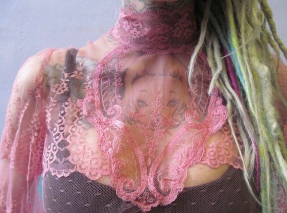 Delicate Vtg 70s Victorian Inspired Lace Blouse /… - image 7