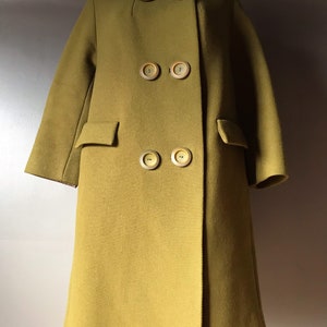 Vtg 60s Mod Olive Wool Coat image 2