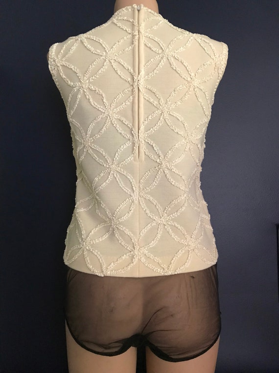 Vtg 50s 60s Texture Knit Sleeveless Top - image 5