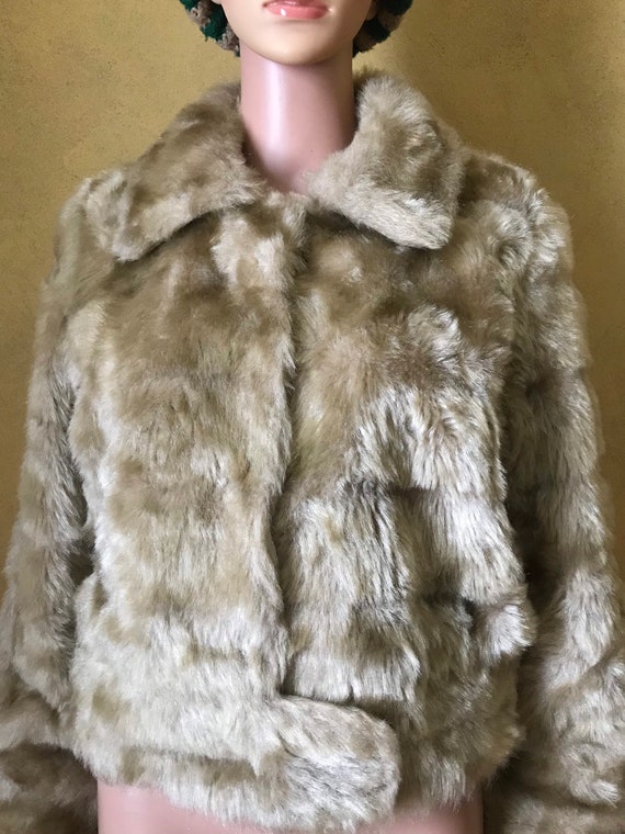 Vtg 60s 70s Faux Fur Crop Teddy Bear Coat - image 7