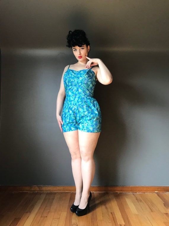 Vtg 50s 60s Catalina Swimsuit / Play Suit / Romper