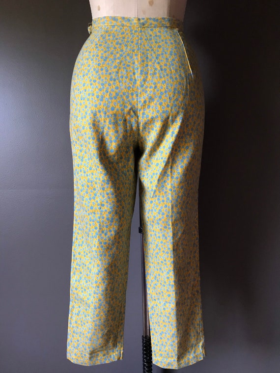 Vtg 60s Floral Pants / High Waisted - image 7