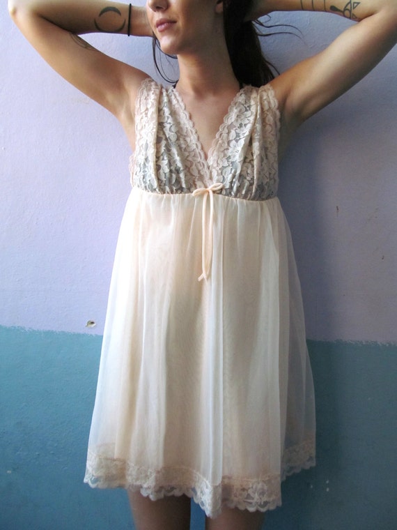 Vtg 60s Babydoll Slip Dress / Romantic - image 5