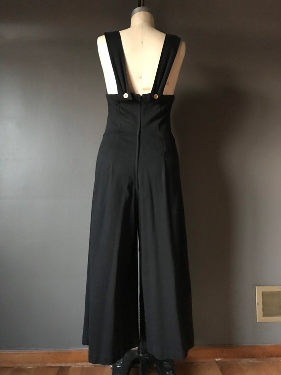 Vtg 80s 90s Suspender Romper / Pantsuit / Wide Bel