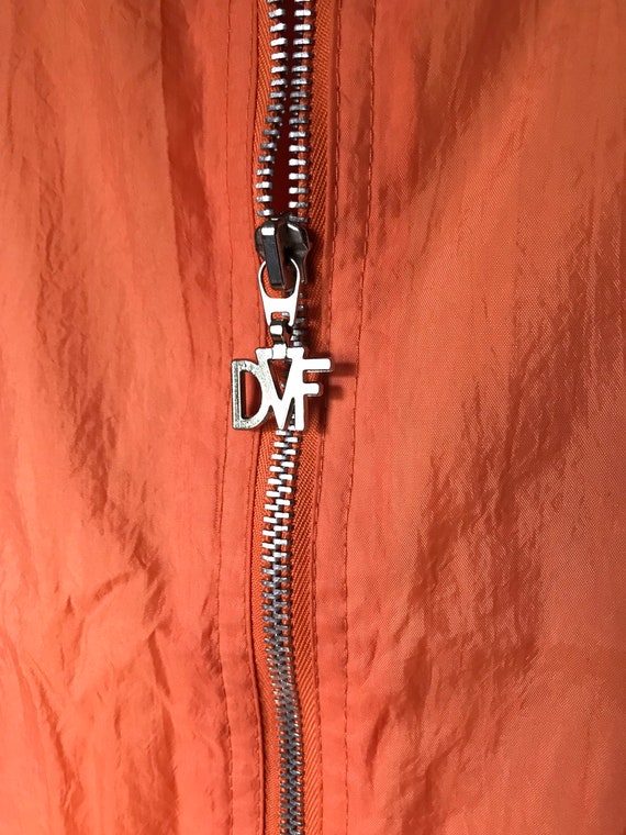 Vtg 90s Diane Von Furstenberg Orange Windbreaker … - image 5