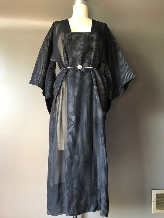Vtg 80s 90s Sheer Kimono Dress