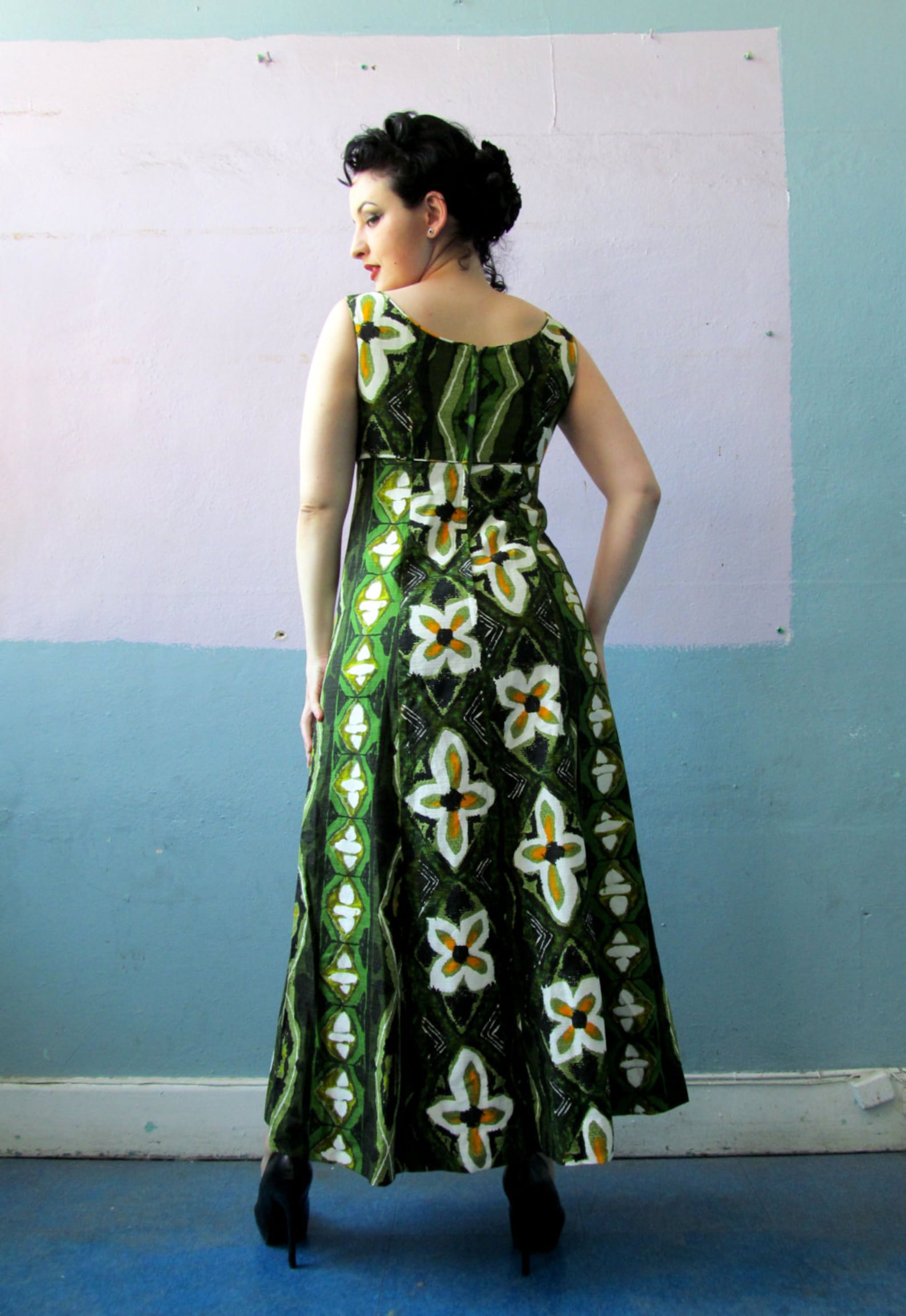 $50 & UNDER SALE || 1960s Hawaiian Pastel Floral Maxi Sundress | medium main image 1