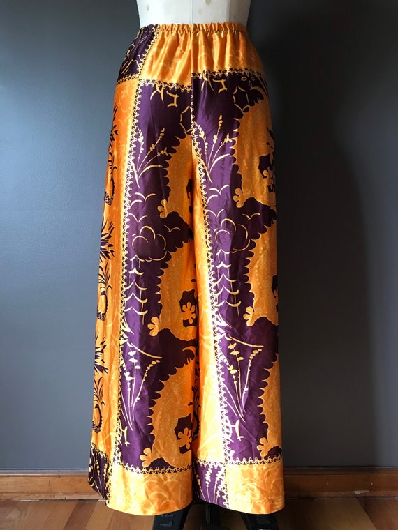 Vtg 70s Palazzo Pants / Dragon Print - image 4