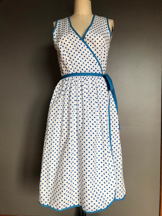 Vtg Concept 80s Polka Dot Wrap Dress