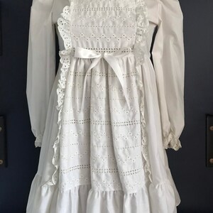Vtg 70s White Prairie Style Ruffle & Eyelet Dress / Poof Sleeve Babydoll image 8