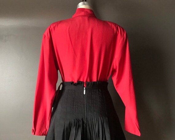 Vtg 80s Red Silky Blouse - image 10