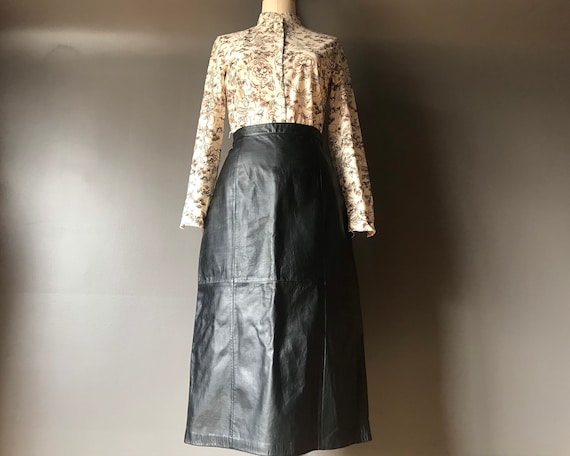 Vtg 80s Leather Skirt - image 1