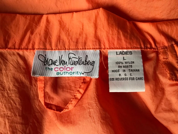 Vtg 90s Diane Von Furstenberg Orange Windbreaker … - image 6