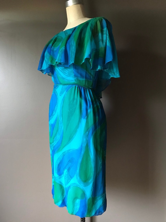 Vtg 60s Cape Party Dress - image 1