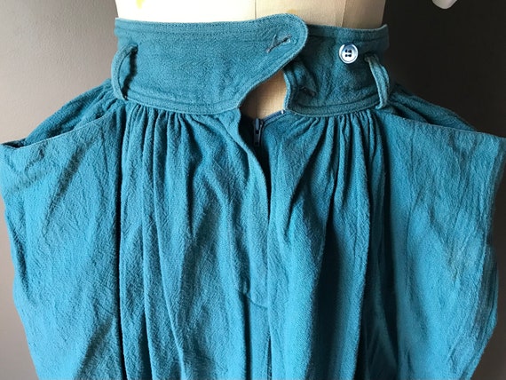 Vtg 70s 80s Cotton Teal Skirt - image 3