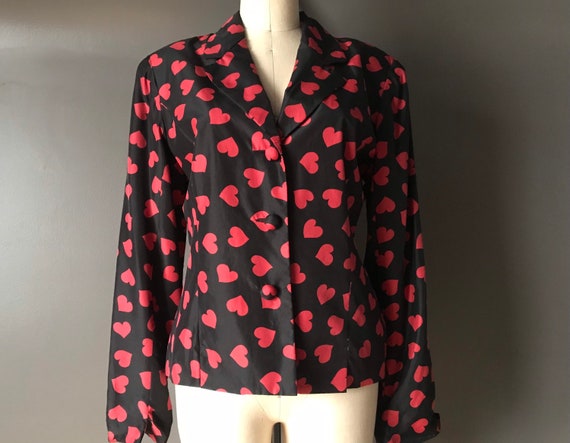 Vtg 90s Silk Hearts Blazer Jacket / The Limited D… - image 1