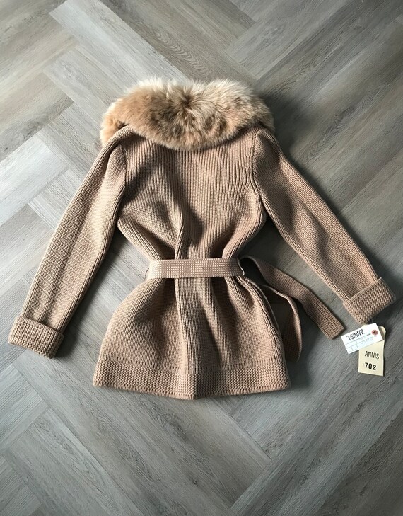 Vtg 60s Murra Fur Collar Wool Cardigan / Sweater … - image 8