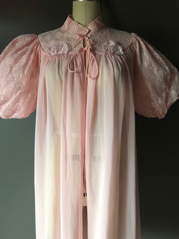 Vtg 60s Bed Jacket / Slip Robe / Nightgown - image 8