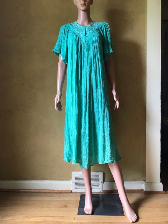 Vtg 70s 80s Cotton Gauze Dress / Grecian Sun Dres… - image 2