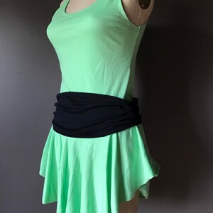 Vtg 80s Rounded Hem Skater Dress / Lets Get Physical / Neon Green / AMilano image 2