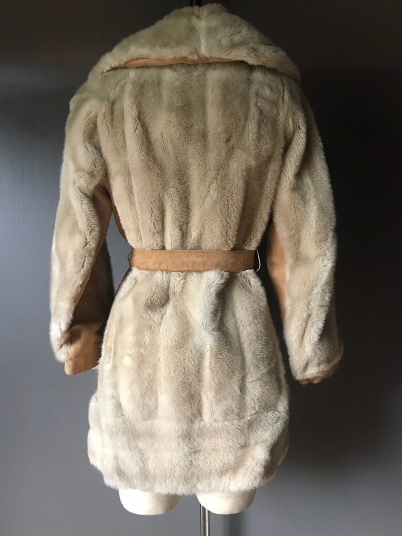 Vtg 70s London Leathers by Lilli Ann Faux Fur Wra… - image 8