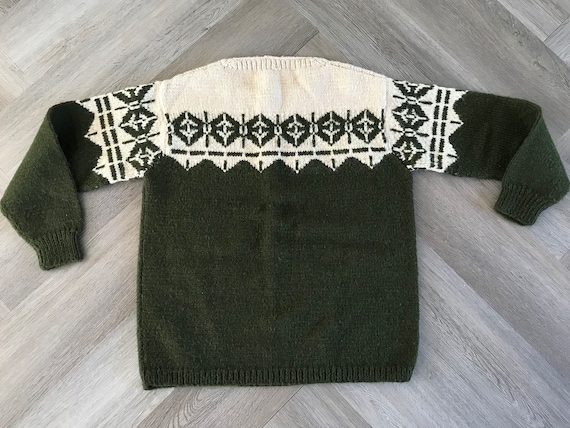 Vtg 70s Hand Knit Fair Isle Wool Sweater - image 5