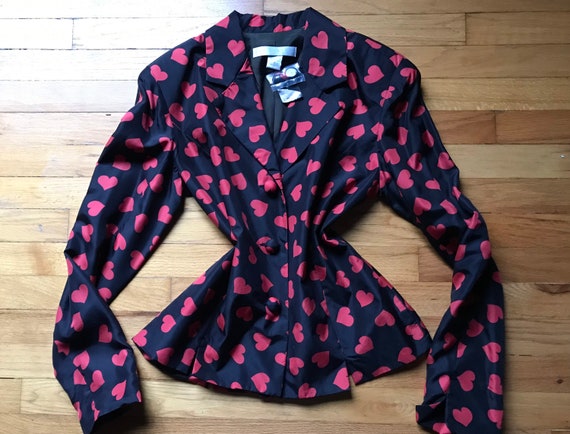 Vtg 90s Silk Hearts Blazer Jacket / The Limited D… - image 2