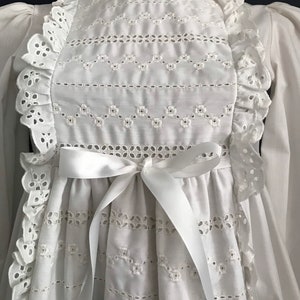 Vtg 70s White Prairie Style Ruffle & Eyelet Dress / Poof Sleeve Babydoll image 3