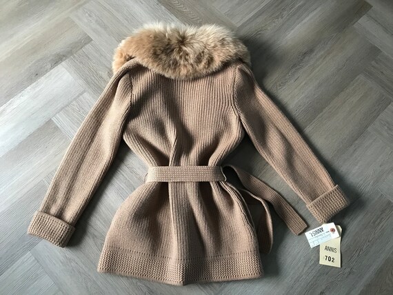 Vtg 60s Murra Fur Collar Wool Cardigan / Sweater … - image 7