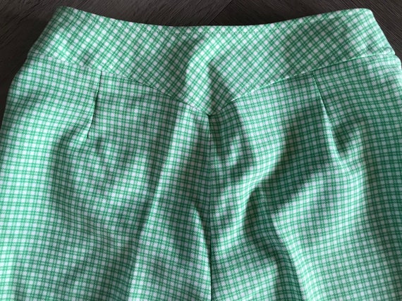Vtg 70s Bell Bottom Pants / Lime Green Plaid - image 7