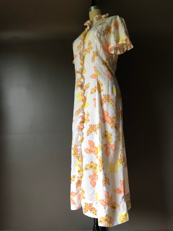 Robe Vintage Années 70 Avec Motif Papillons - Taille 36/38 - Vraie Vintage - État Très Bon