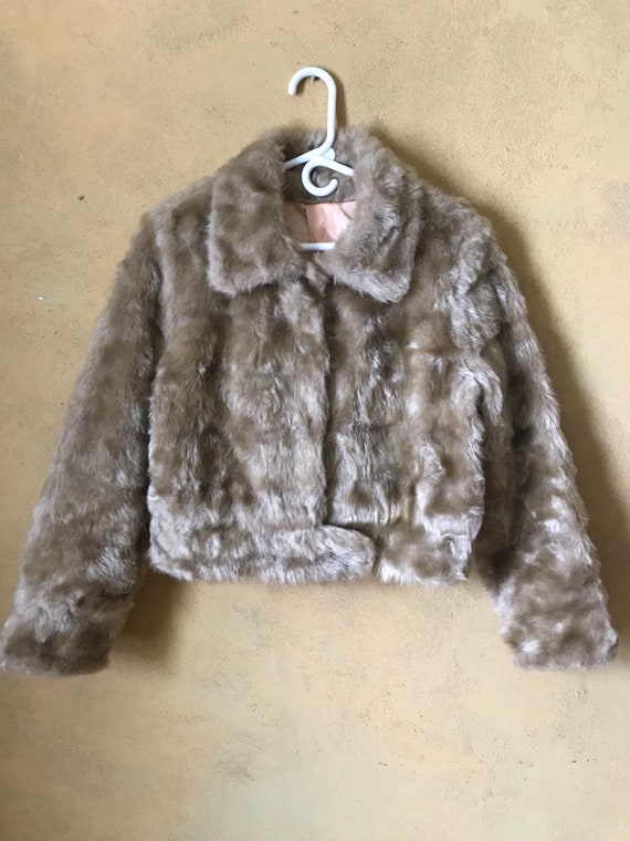 Vtg 60s 70s Faux Fur Crop Teddy Bear Coat - image 6
