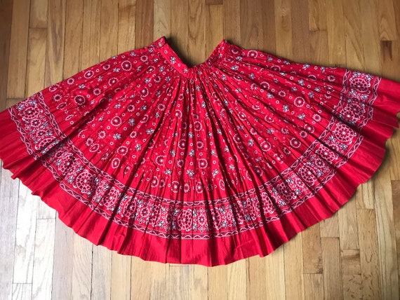 Vtg 50s 60s Bandana Print Skirt / Full Circle Ski… - image 6