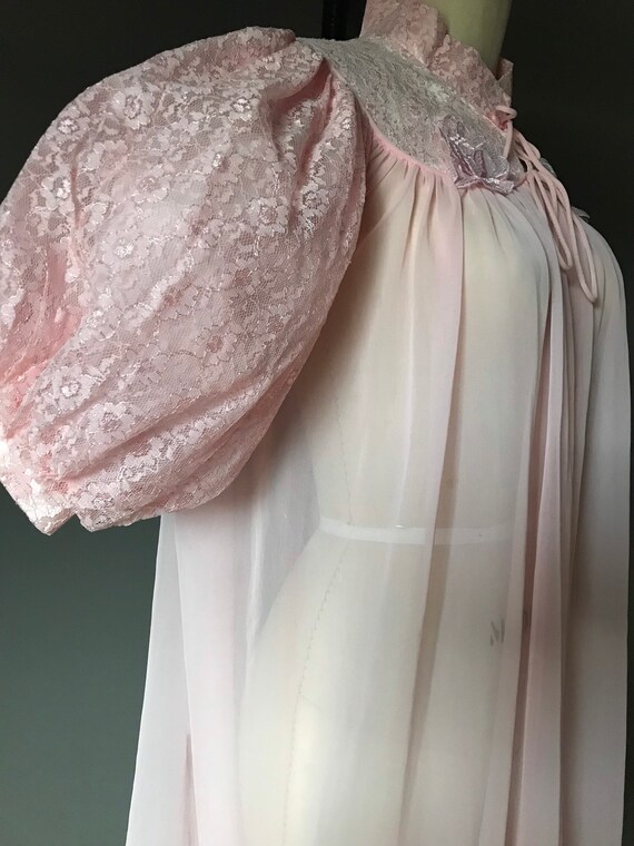 Vtg 60s Bed Jacket / Slip Robe / Nightgown - image 9