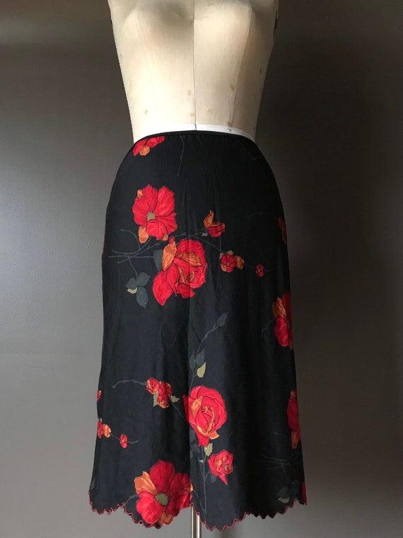 Vtg 60s Rose Slip Skirt - image 1