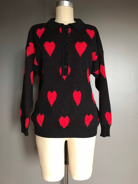 Vtg 80s 90s Heart Sweater / Pullover Knitwear - image 9